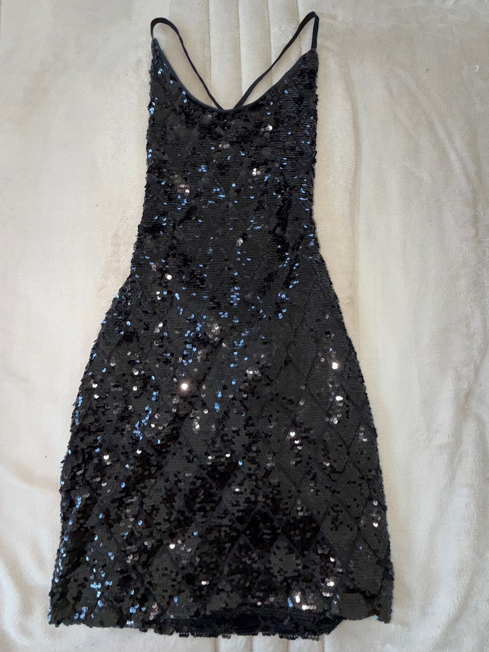 iris Black Sequin Mini Slip Dress